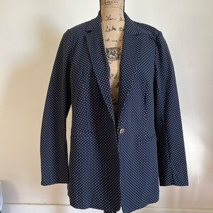 NWT Anne Klein Navy Polka Dot Blazer